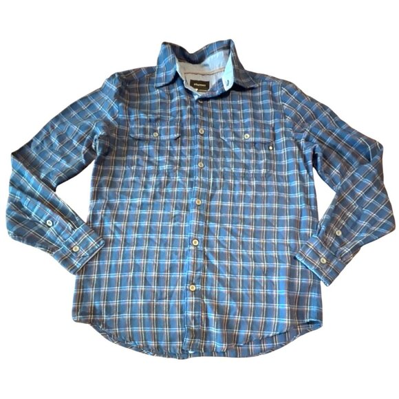 Marmot Button Down Flannel Shirt Mens Size Small Plaid Blue Soft - Picture 1 of 7